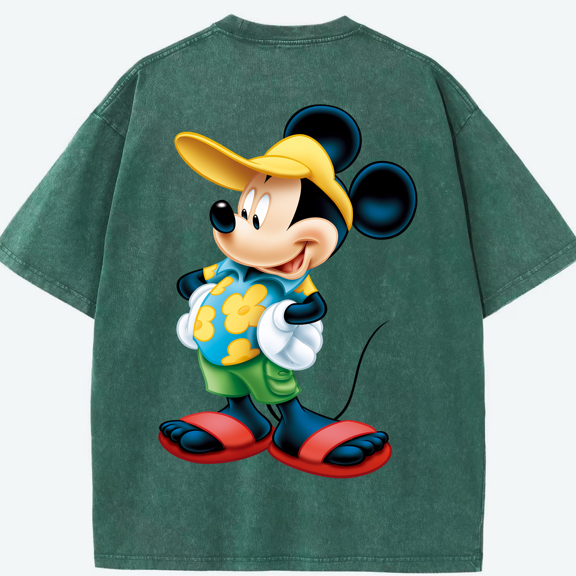 （画像用） ミッキーマウス Mickey Mouse 綿100% ヴィンテージ風 半袖Tシャツ（背面プリント）